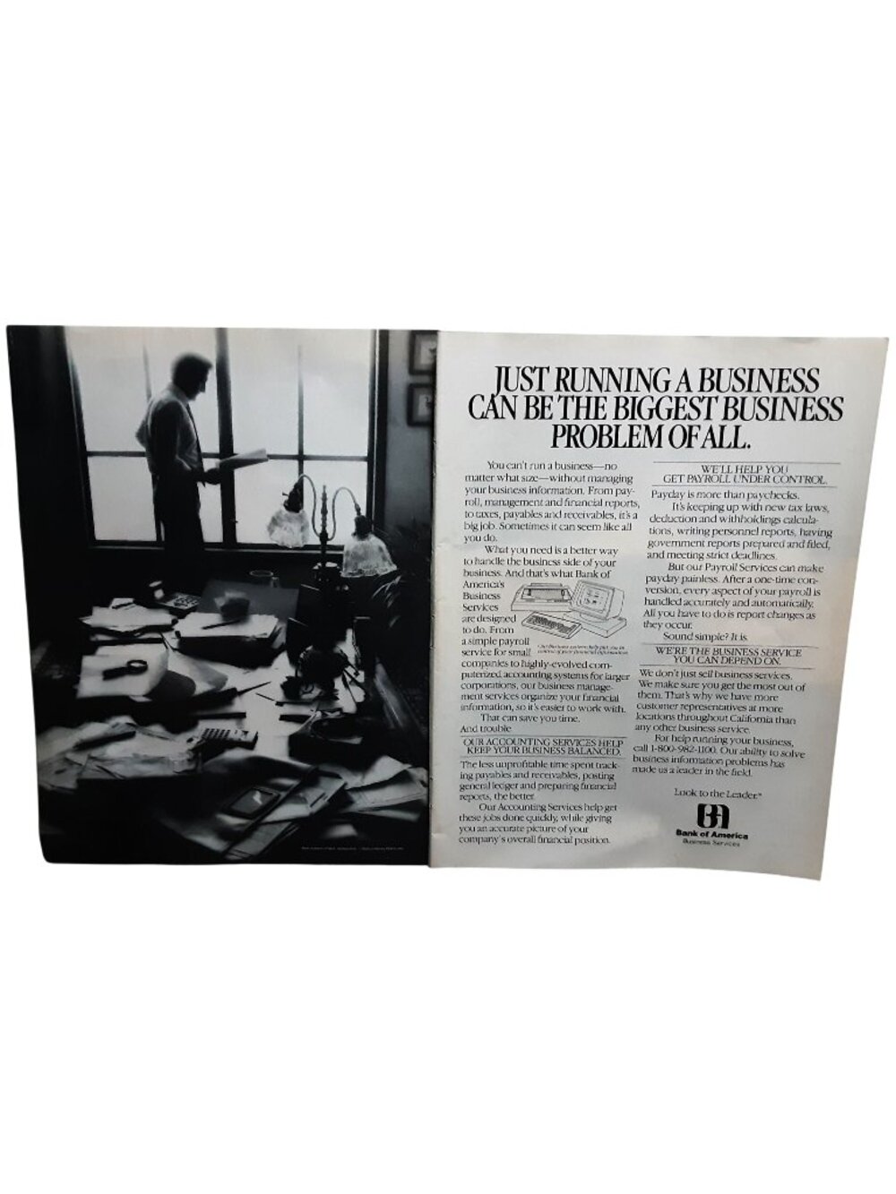 Bank of America 1984 Business Services Payroll Vintage Print Ad